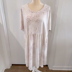 Women’s T-shirt White Pink Short Sleeve Dress 2XL